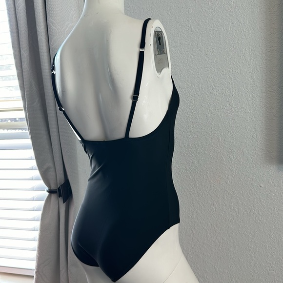 Old Navy Black Lace Up Neckline One Piece Swimsuit - Picture 5 of 8